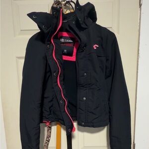 Hollister Black Jacket with Red Trim